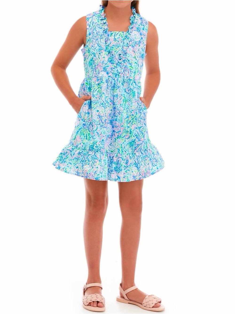 Lilly Pulitzer Girls’ Tersa Dress in Surf Blue